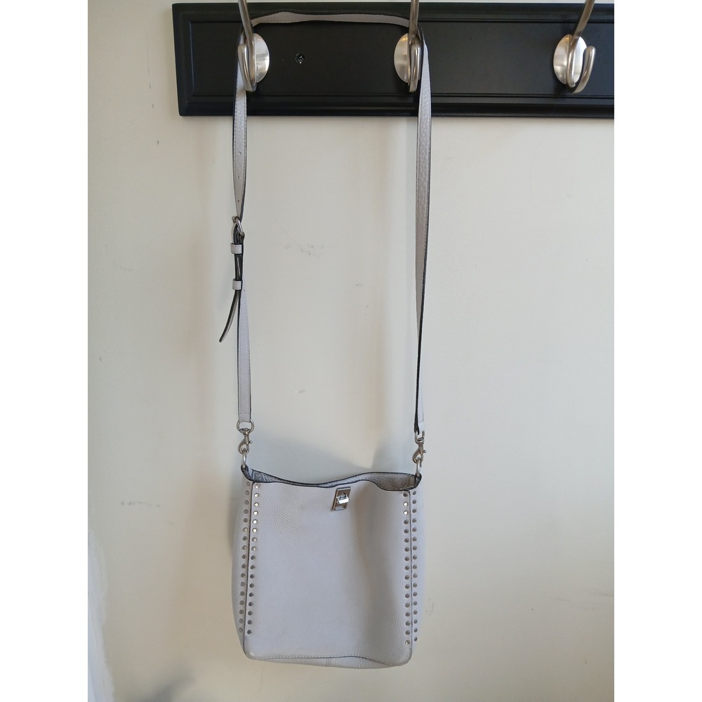 Rebecca‎ Minkoff Crossbody Bag Light Gray Studded Leather Turnlock Shoulder Bag
